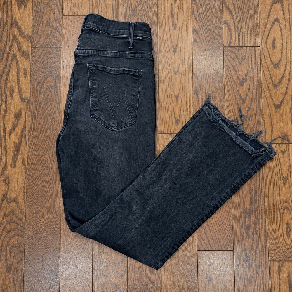 MOTHER} ‘The Hustler Ankle Fray’ washed-black jeans, 30